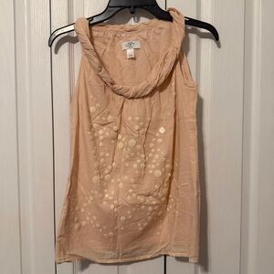 LOFT Peach Braided-Neck Sleeveless Camisole with Sequin Detail
